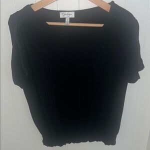Jessica Simpson Relaxed Black Cap Sleeve Top